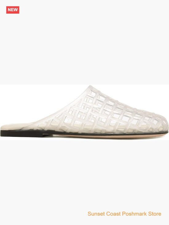 Clear Jelly Slip On Mesh Slides Closed Toe Flats Sandals